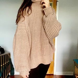 Beige Knit Oversized Sweater